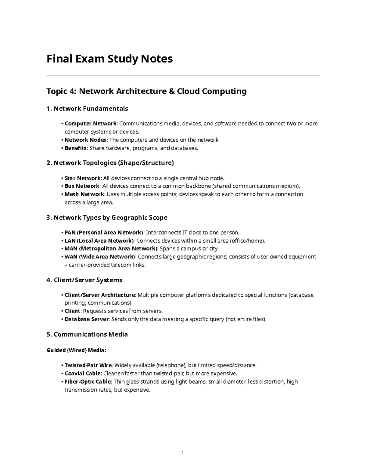 Final Exam Study Notes: Network Architecture & Cybersecurity (CS101 ...