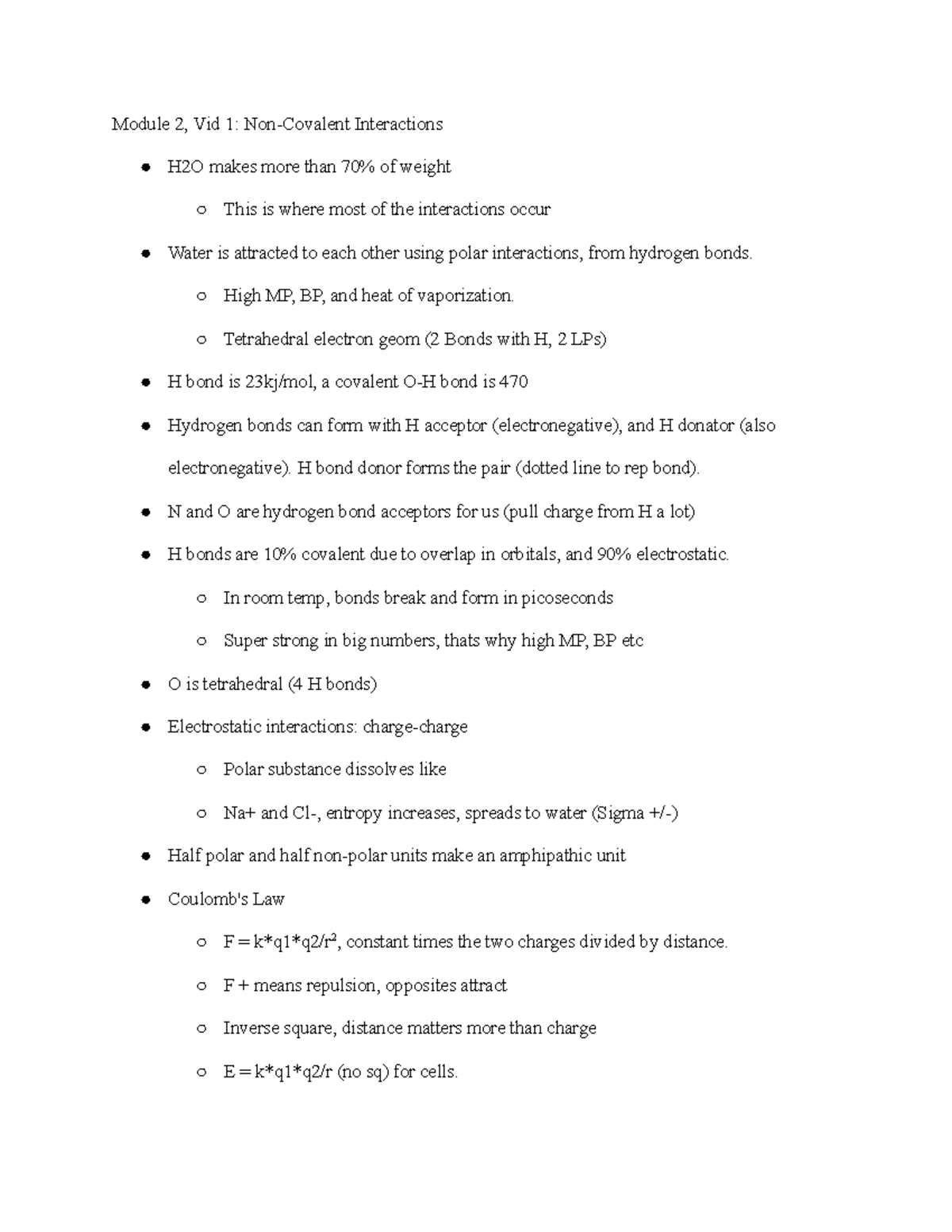 Biochem 2EE3 - Module 2 Notes: Water Interactions & Thermodynamics ...