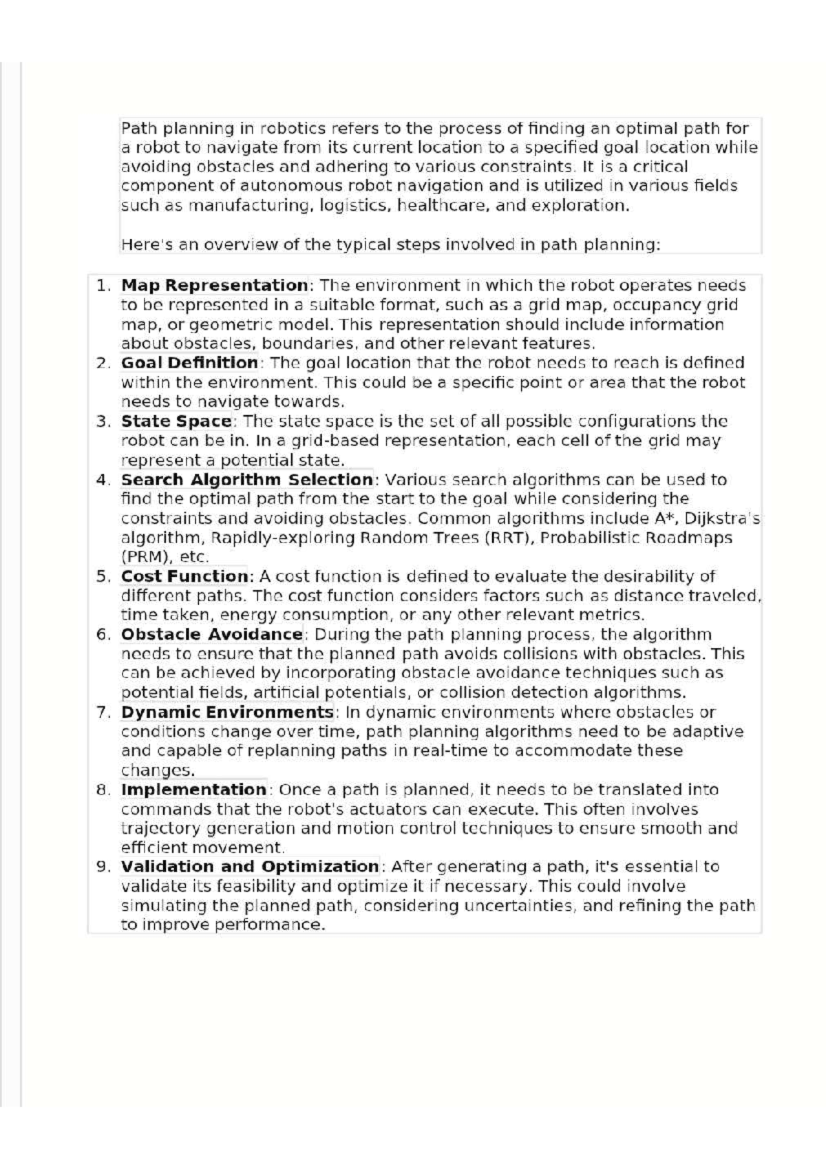 Unit 4: Path Planning in Robotics - Comprehensive Notes - Studocu