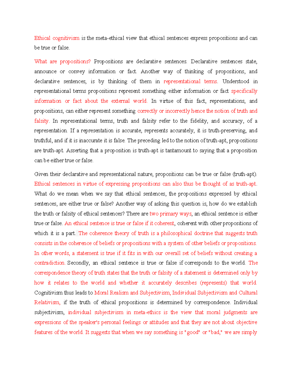 Ethical Cognitivism Notes 1: Truth-Apt Propositions Explained - Studocu