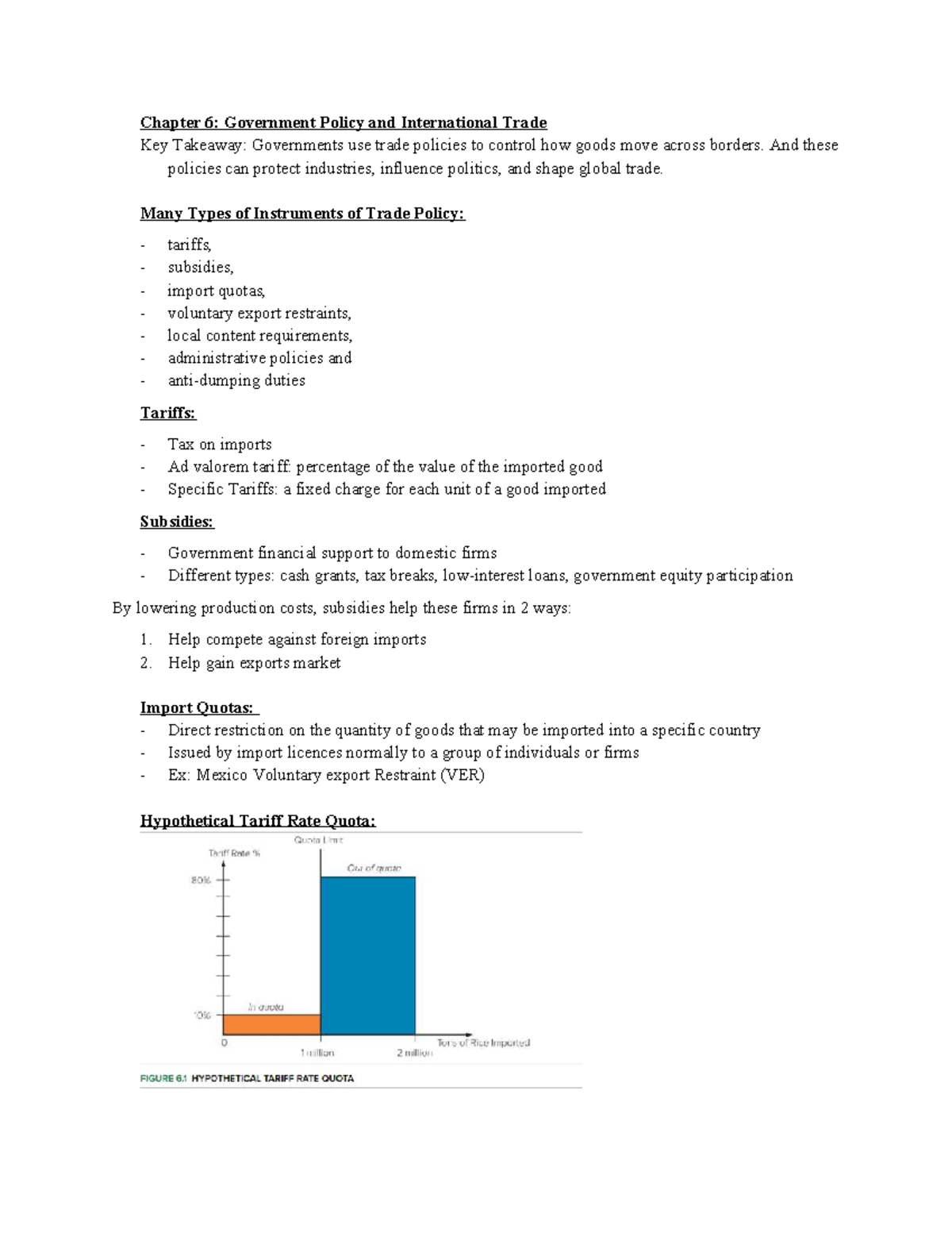 Chapter 6: Gov. Policy & Int'l Trade - Key Takeaways and Insights - Studocu