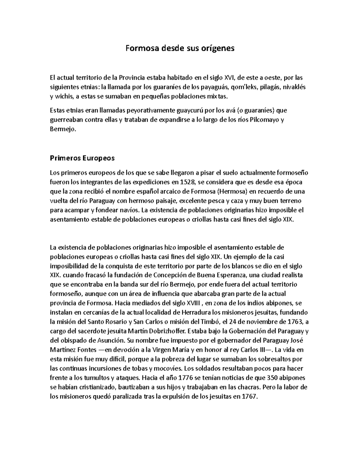 Formosa: Historia desde sus Orígenes hasta su Provincialización - Document Preview