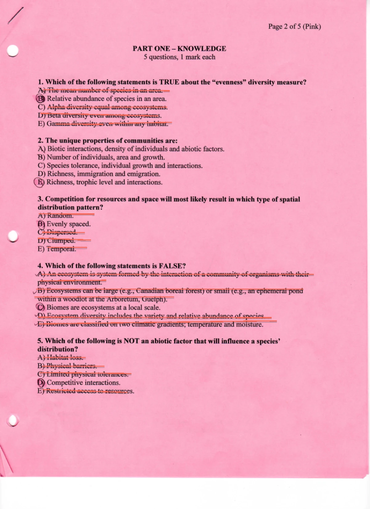 BIOL*1070 W24 - Practice Topic Test 2 Answer Key Revised - Studocu