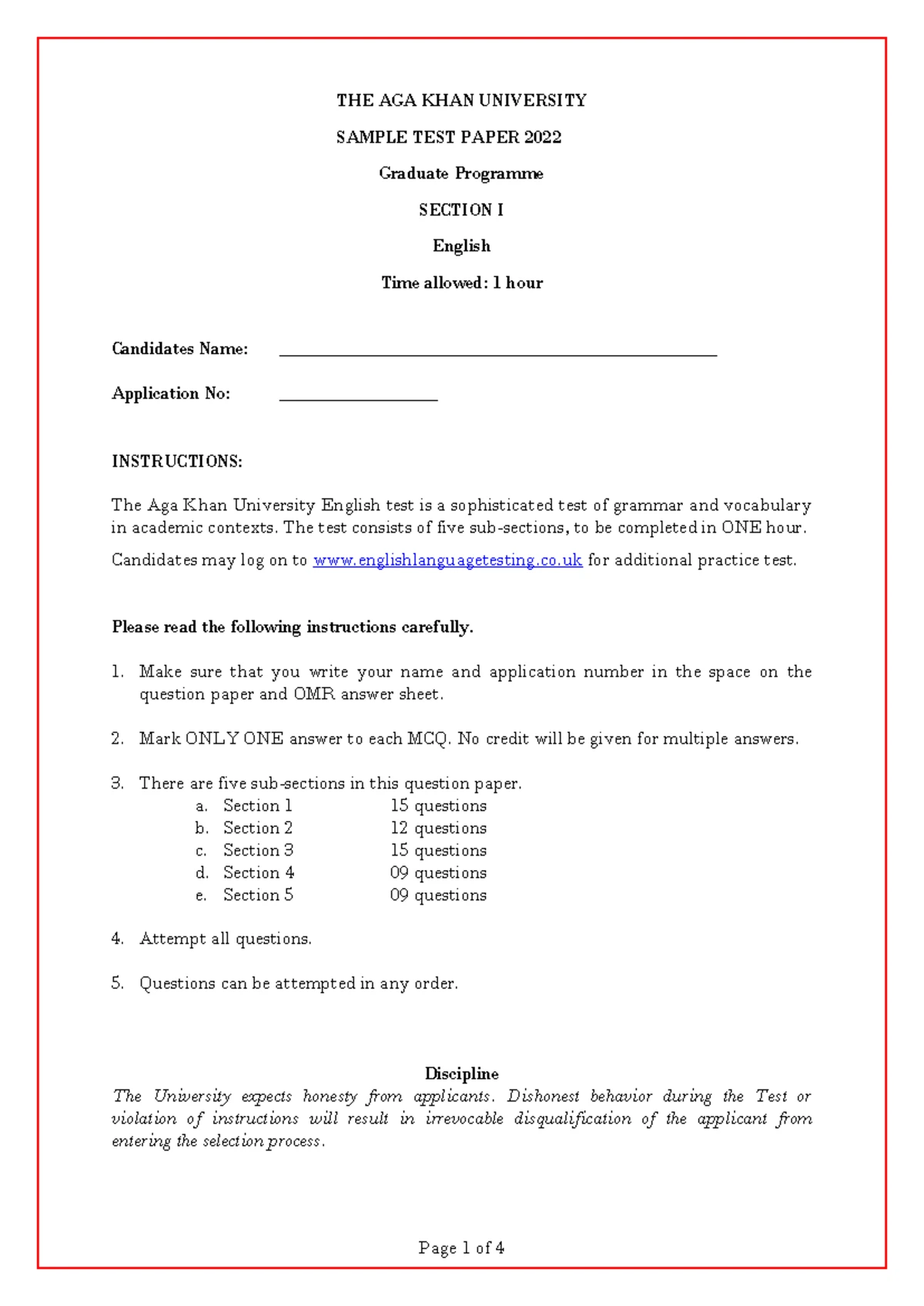 Sample-paper-MSc N - MSC n - THE AGA KHAN UNIVERSITY SAMPLE TEST PAPER ...