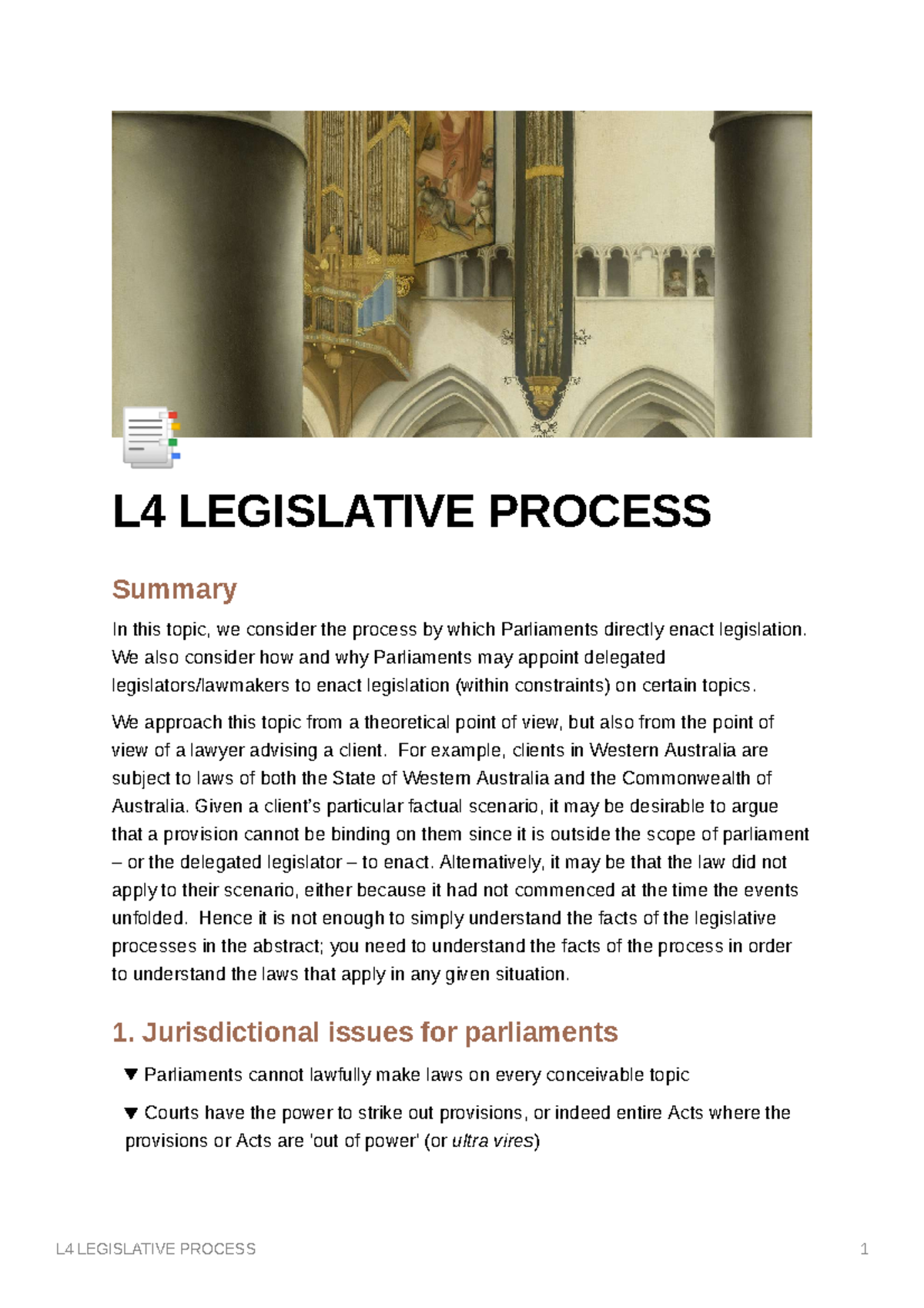 L4 Legislative Process - 📑 L4 LEGISLATIVE PROCESS Summary In this topic ...