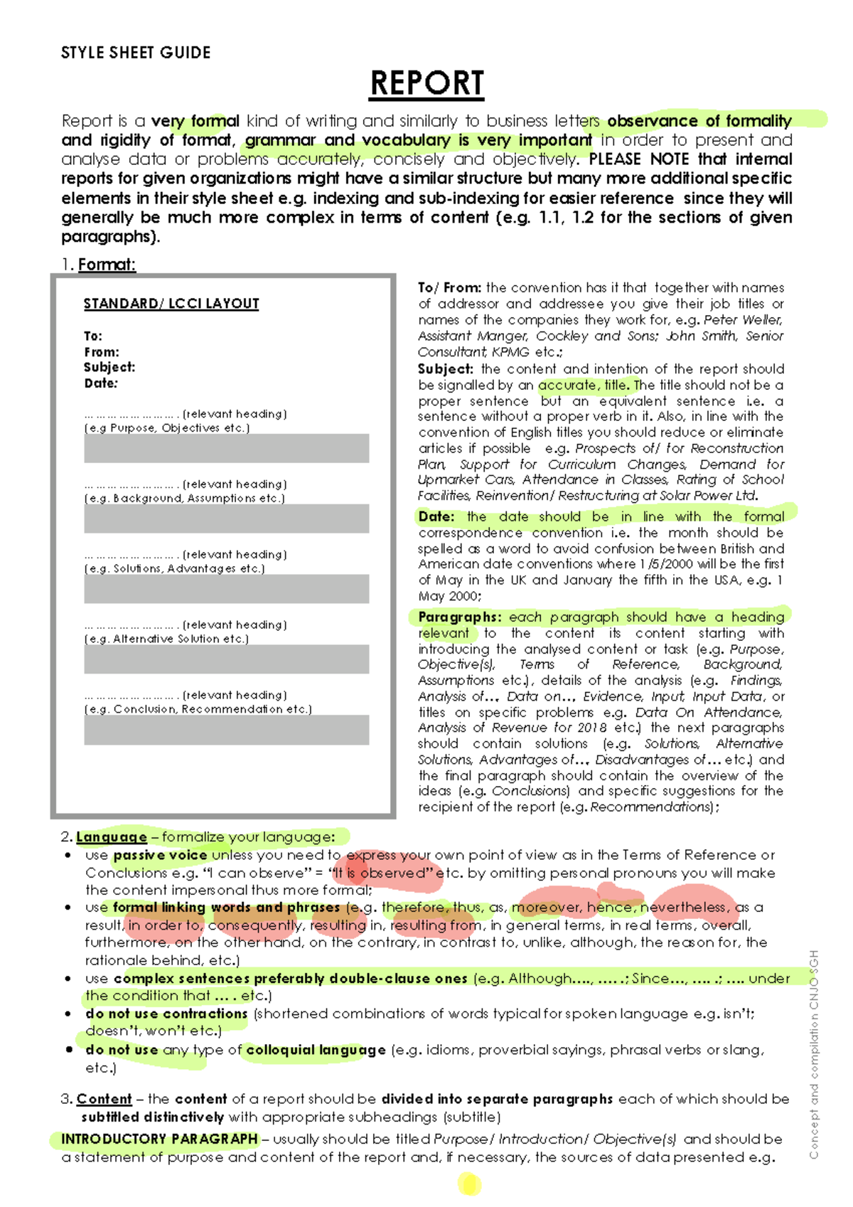 STYLE SHEET GUIDE REPORT: Writing Effective Reports for CNJO SGH LCCI ...