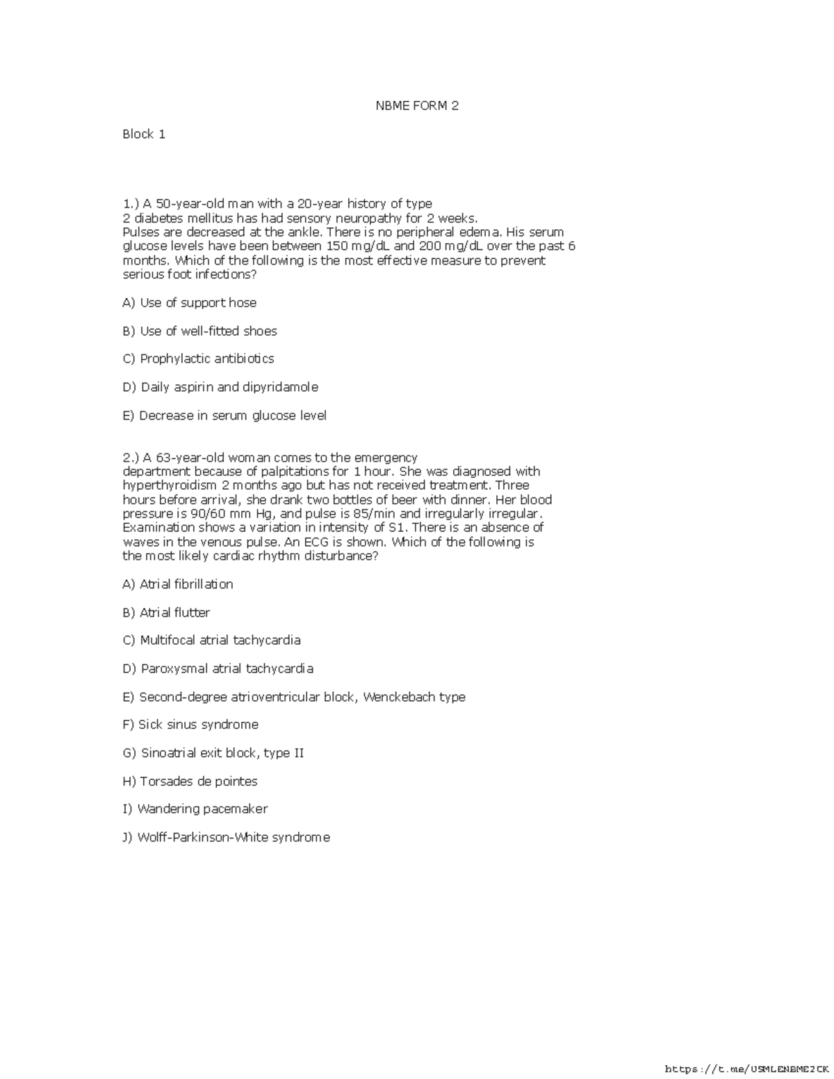 NBME FORM 2: Clinical Scenarios and Management Strategies - Studocu
