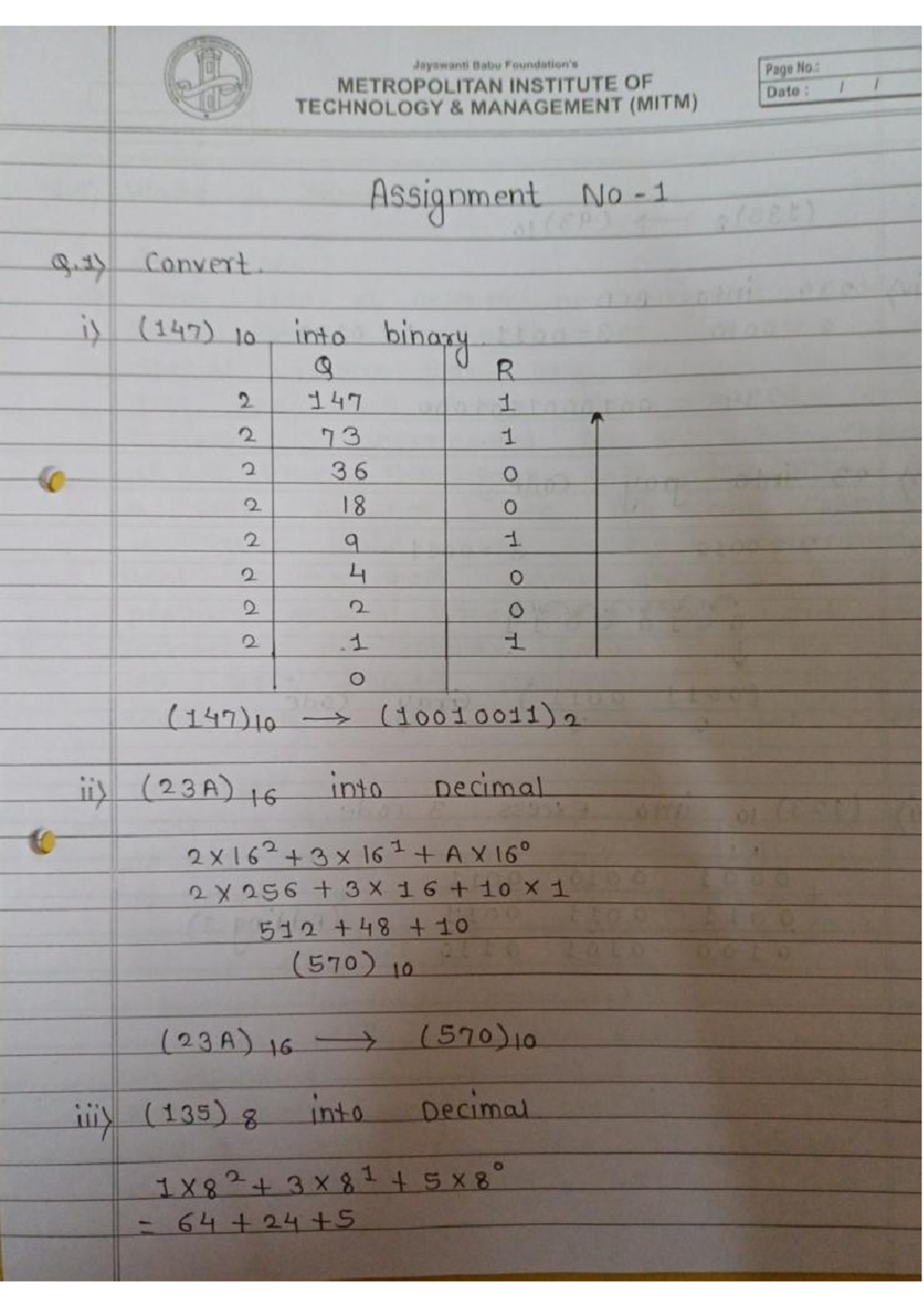 Dlca assignment 1 - Jayawanti Babu Page No.: METROPOLITAN INSTITUTE OF ...