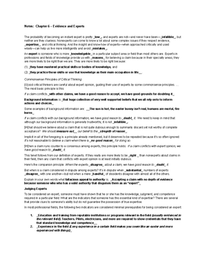Notes chapter 6 - Notes: Chapter 6 – Evidence and Experts The ...
