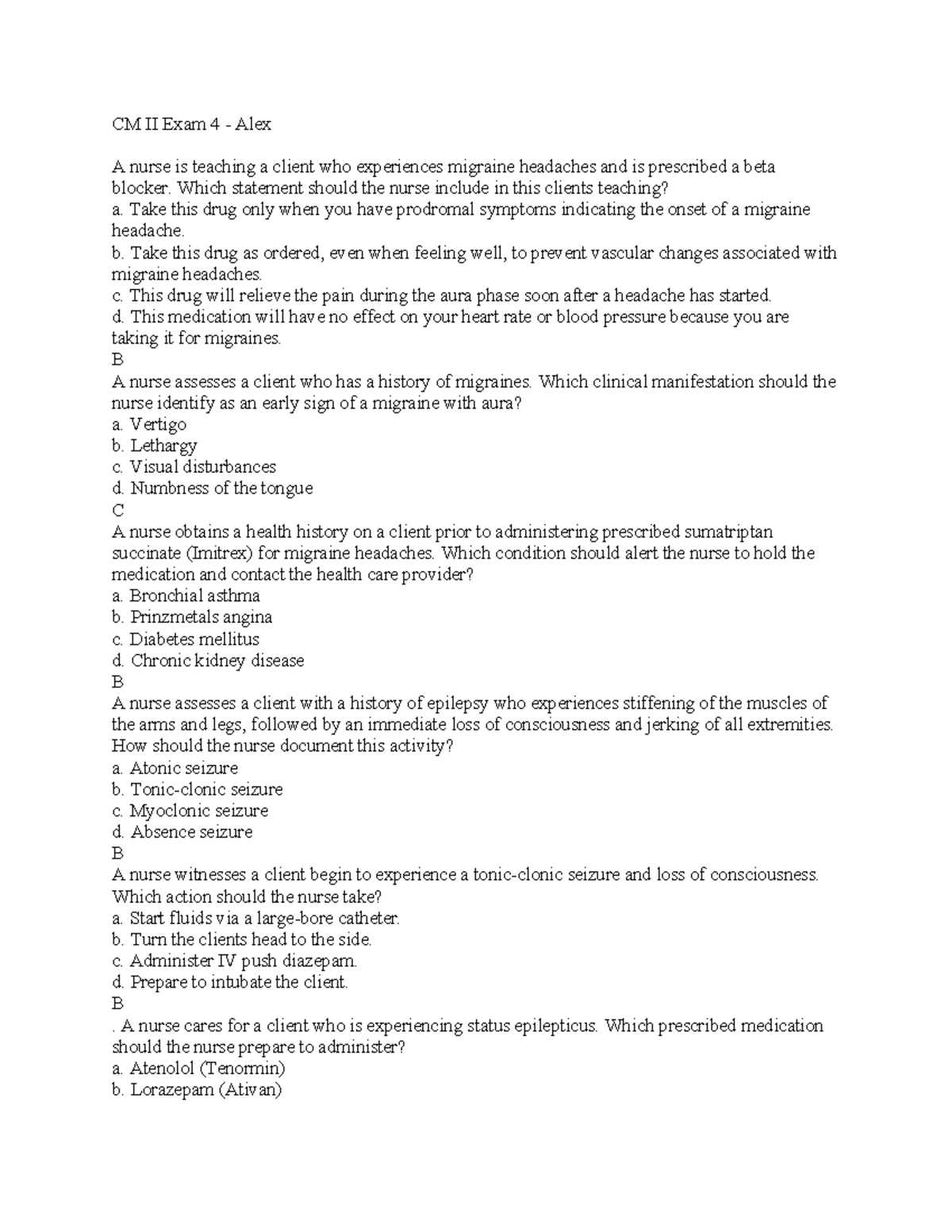 CM II Final Exam Practice Questions and Study Guide - Studocu