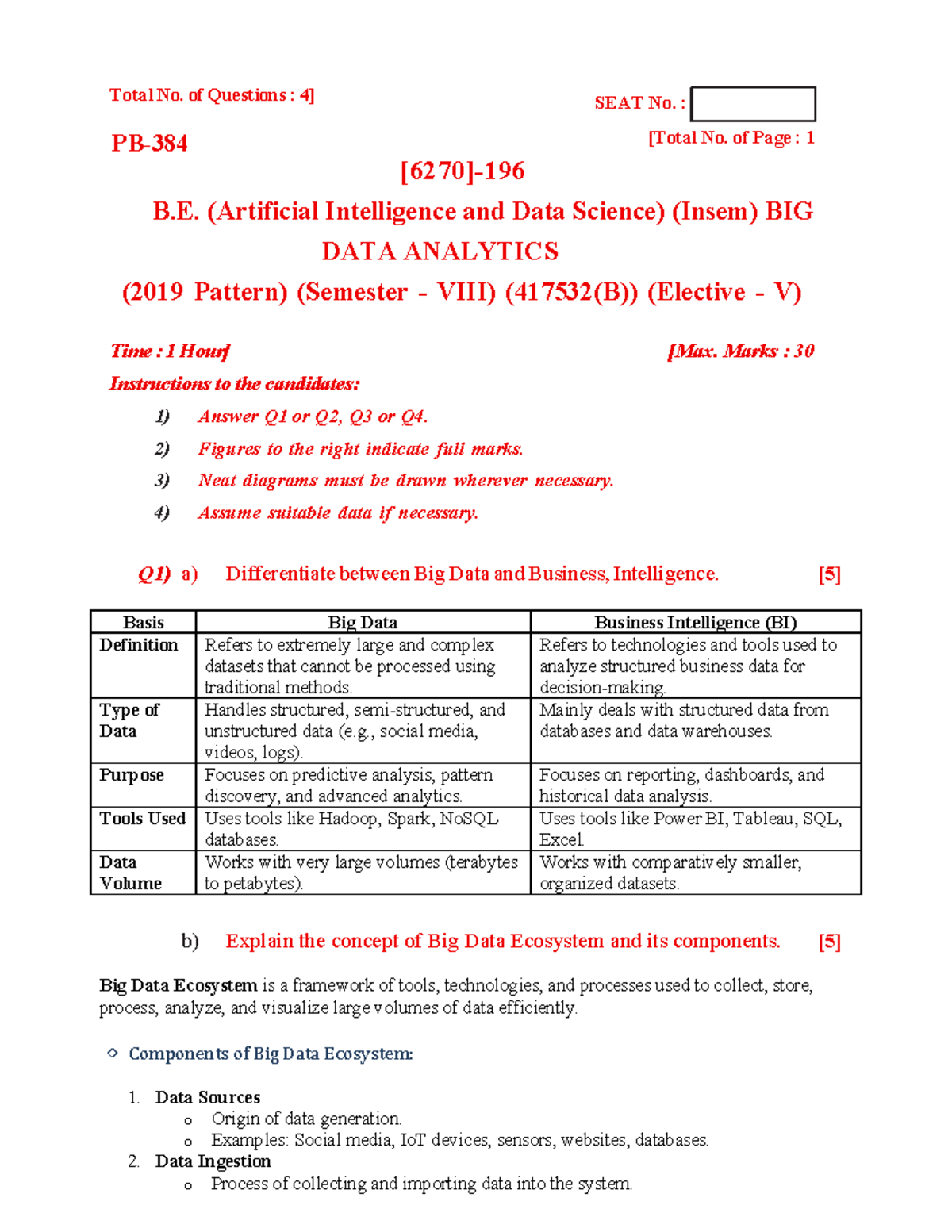 BDA 417532: March 2024 Insem Solutions for Big Data Analytics - Studocu