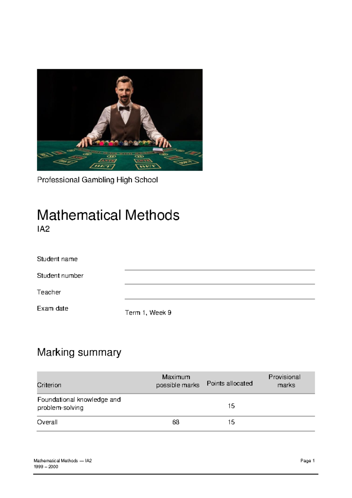 Mathematical Methods IA2: Exam Review for Unit 3 Calculus Topics - Studocu