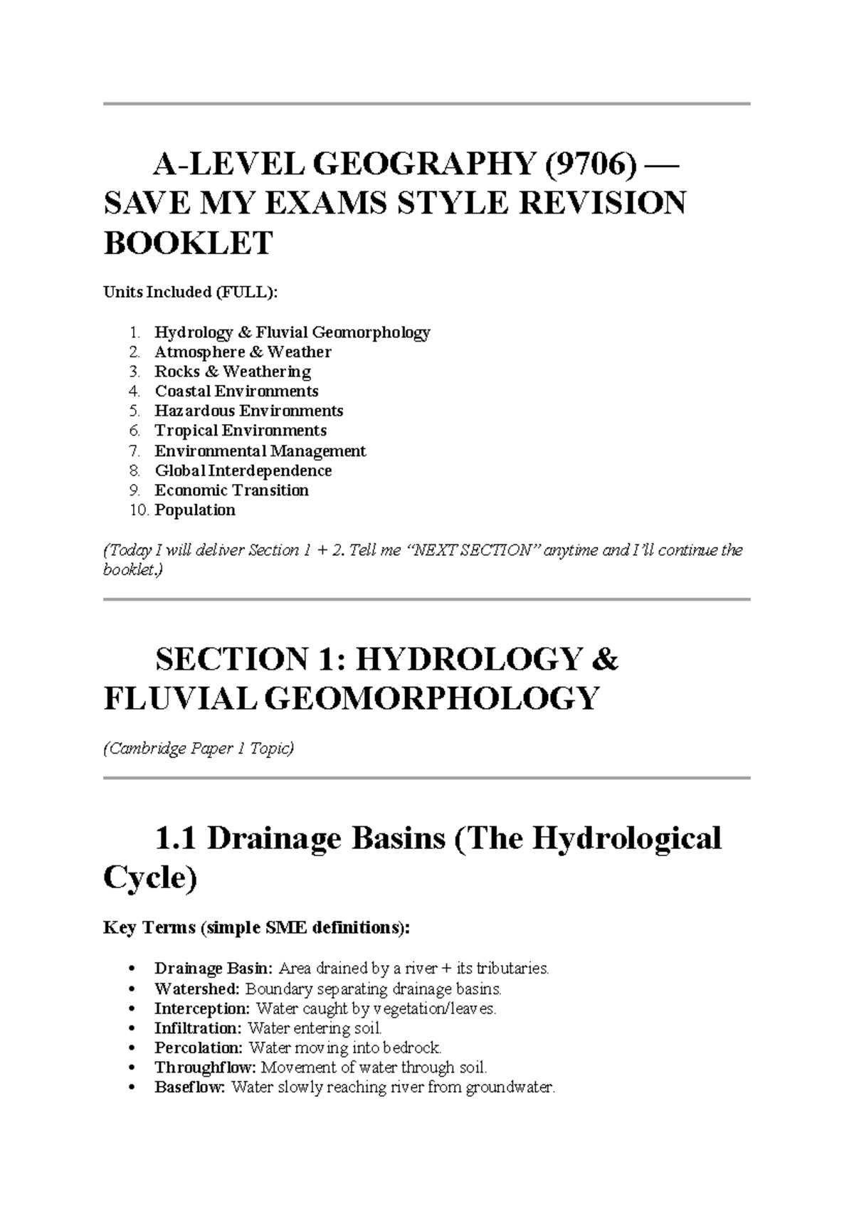 A Level Geography (9706) Final Exam Revision: Hydrology & Fluvial ...