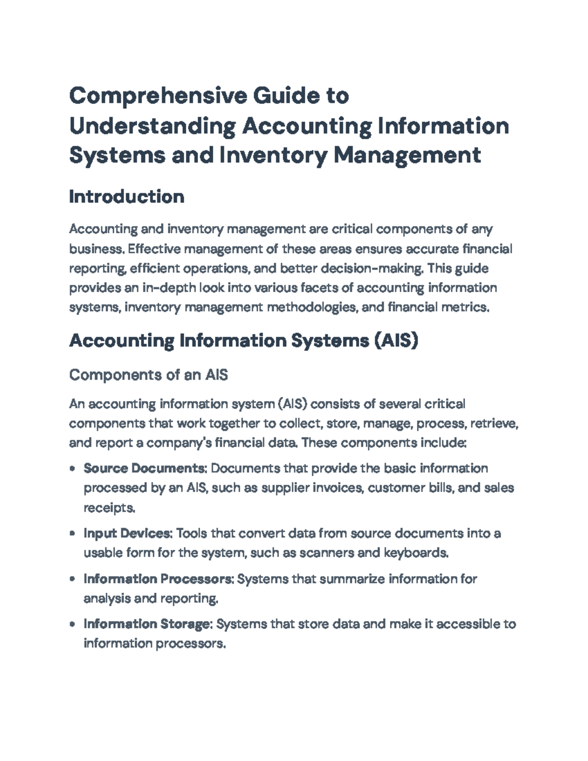 Comprehensive Guide on Accounting Information Systems & Inventory Mgt ...