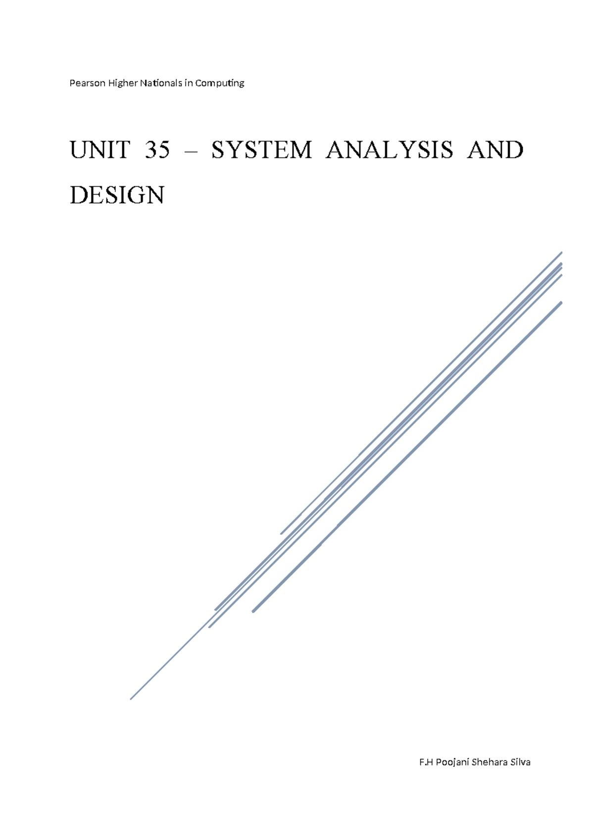 HND Computing Unit 35: System Analysis & Design Assessment Overview ...
