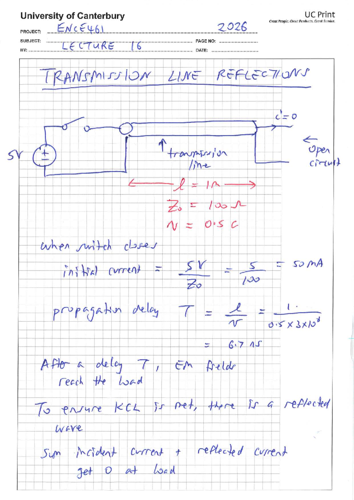 Lecture 16: Transmission Line Reflections - ENCE461 2026 - Studocu