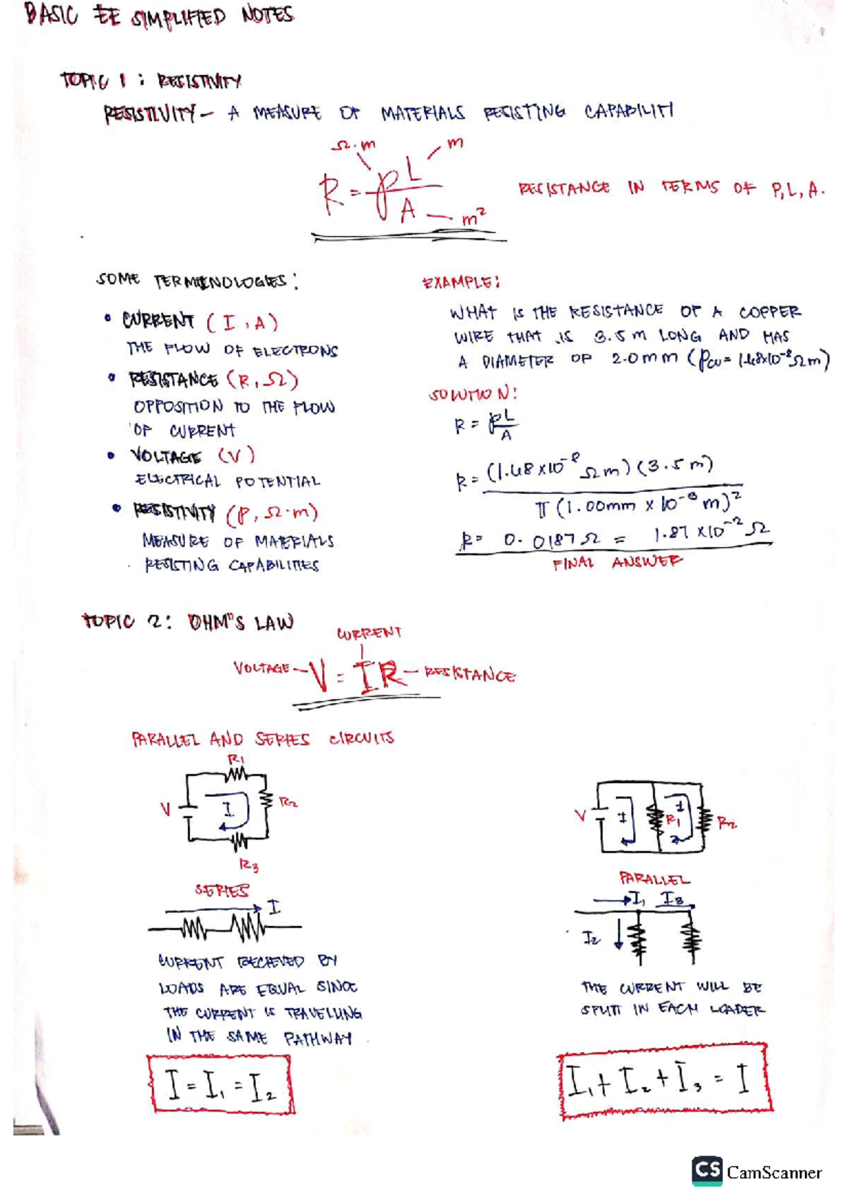 BASIC EE FINAL NOTES: RESISTIVITY, CURRENT, AND CIRCUITS - Studocu