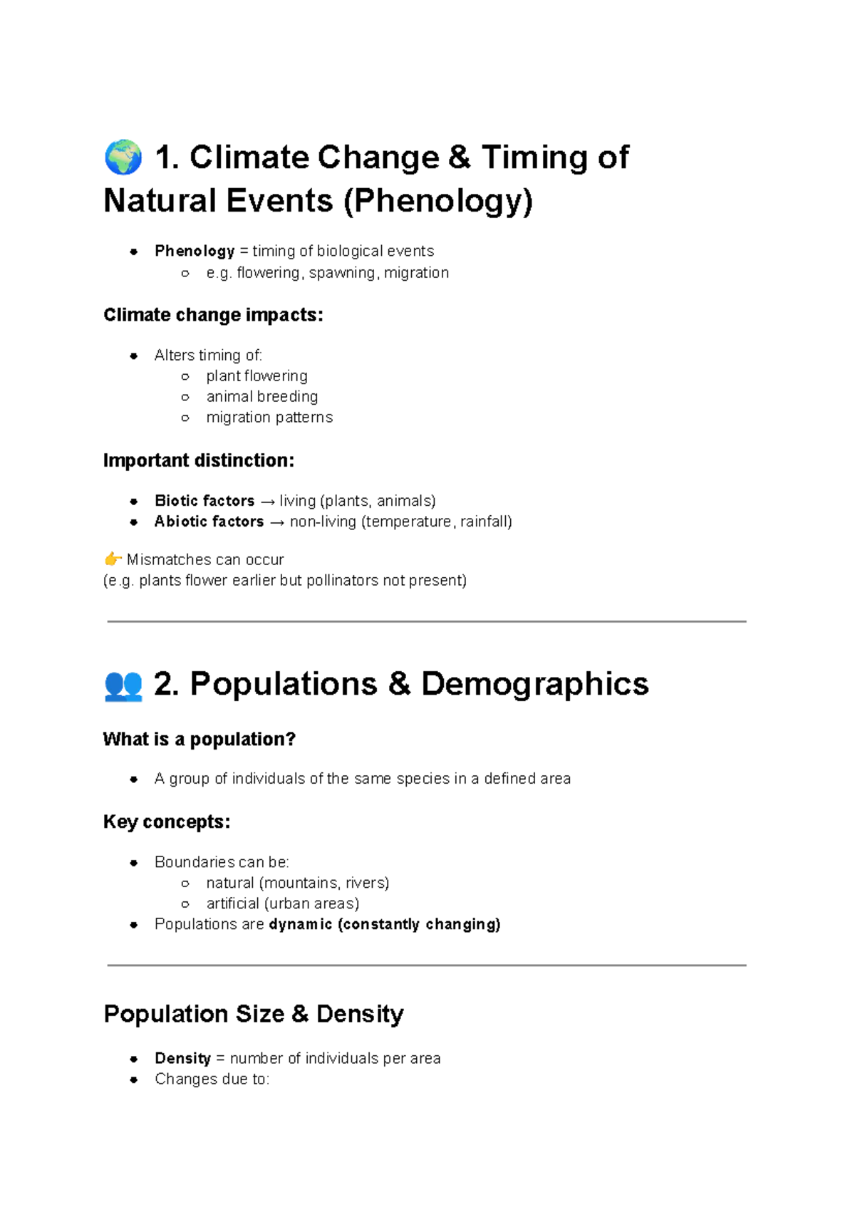 Biosci 109 Lecture Notes: Climate Change & Population Dynamics - Studocu
