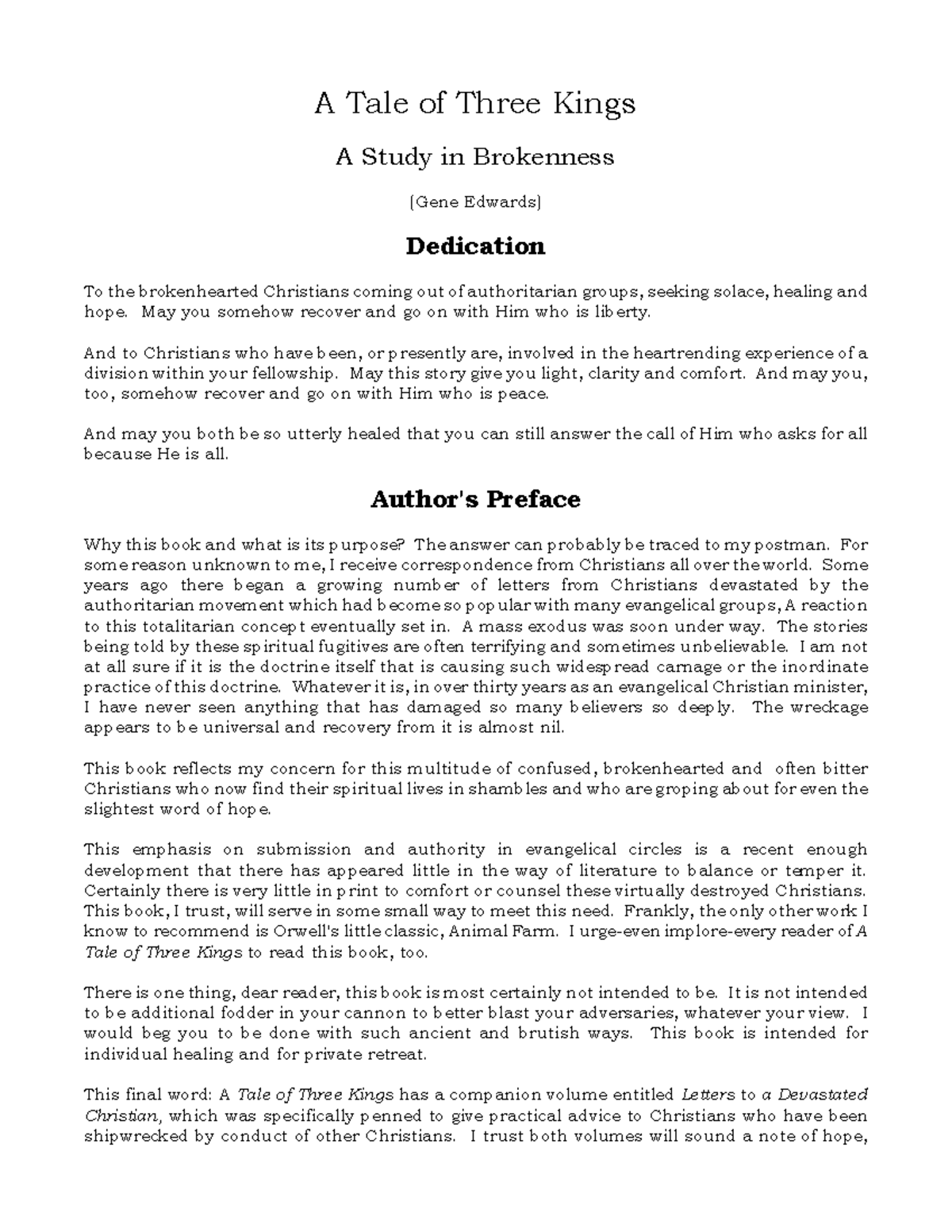 A Study of Brokenness in "A Tale of Three Kings" (Gene Edwards) - Studocu