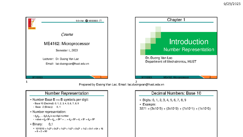 ME4162: Microprocessor Chapter 1 - Number Representation Lecture Notes ...