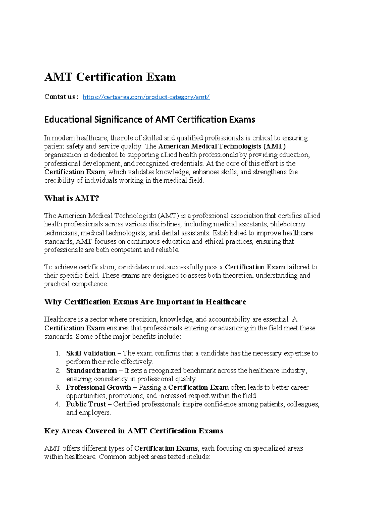 AMT Certification Exam: Importance and Educational Impact - Studocu