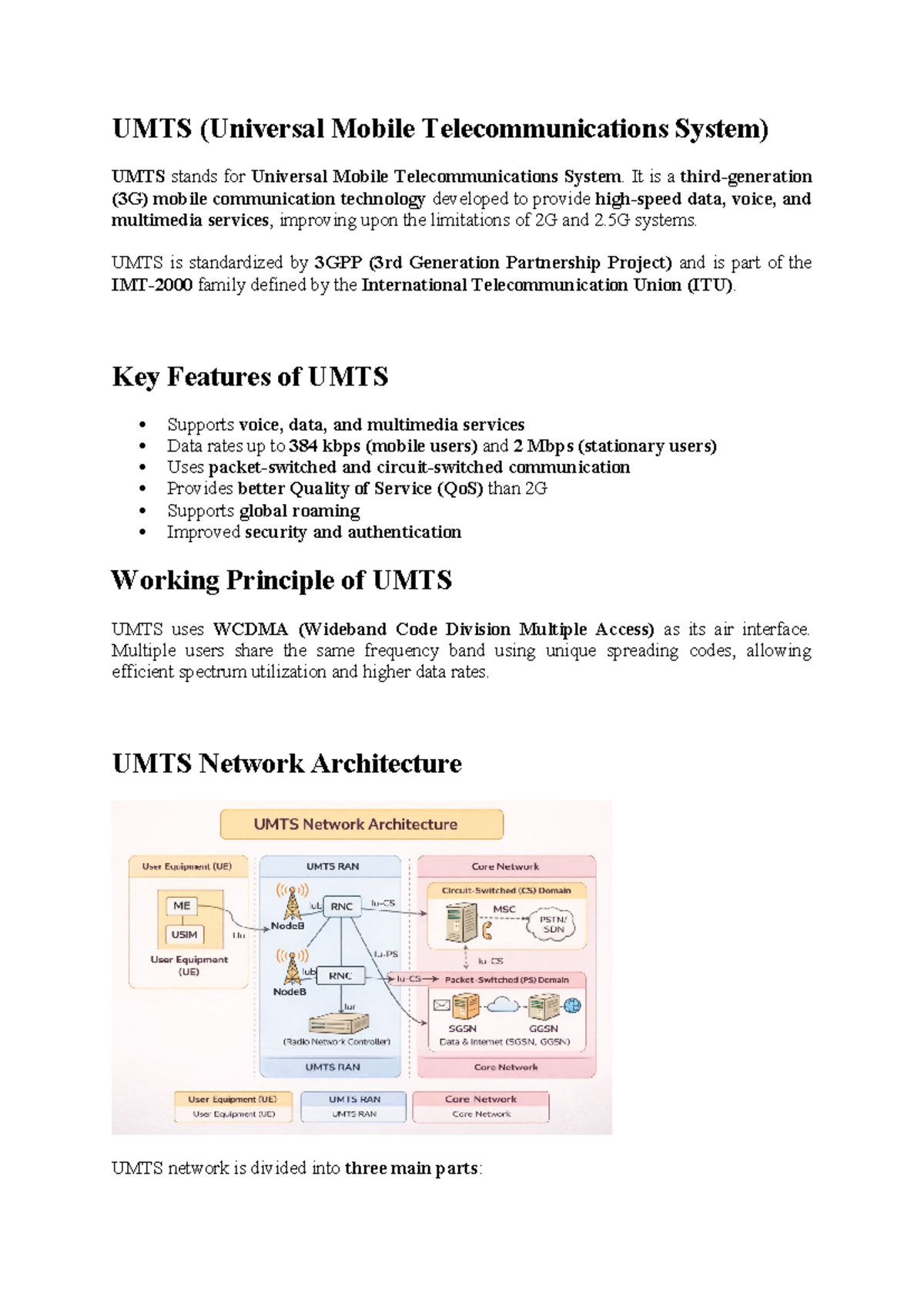 UMTS Tutorial Notes: Understanding 3G Technology and Its Features - Studocu