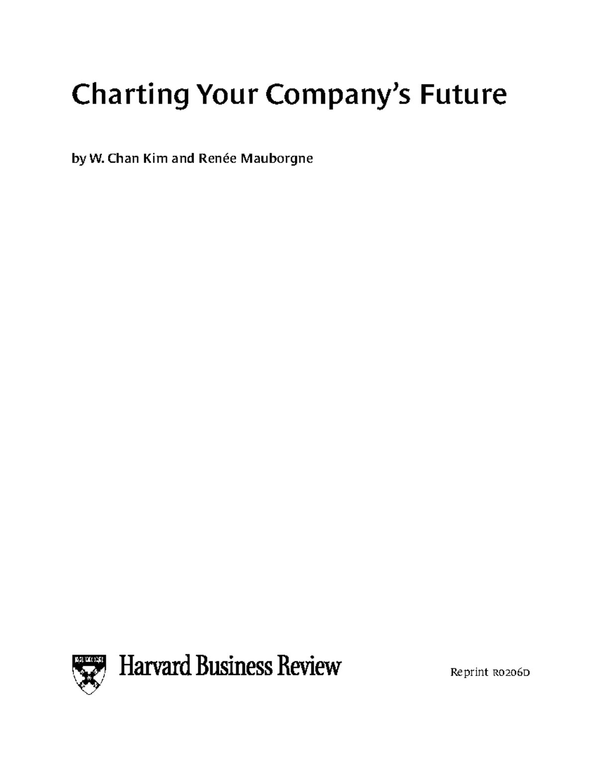 HBR Case Study: Charting Your Company Future with Strategy Canvas - Studocu