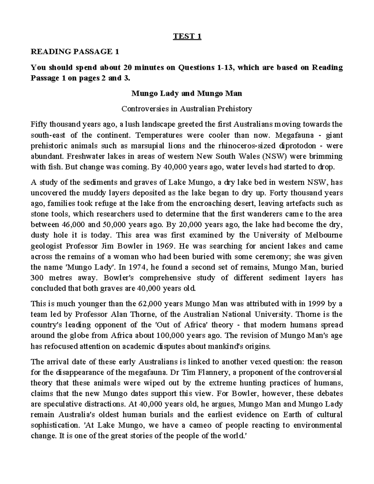 TEST 1 & 2 READING PASSAGE ANALYSIS - 18-1-25 - Studocu