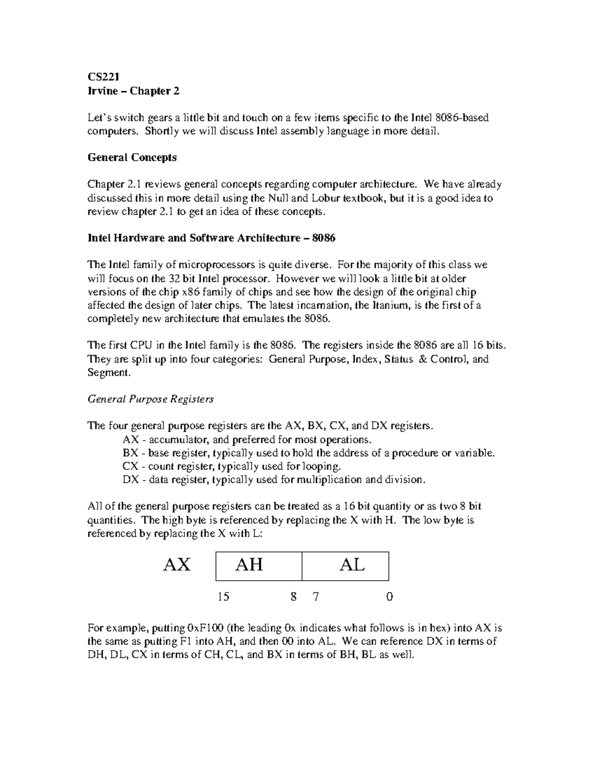 Irvine CS - Midterm Notes on Computer Organization & Architecture - Studocu