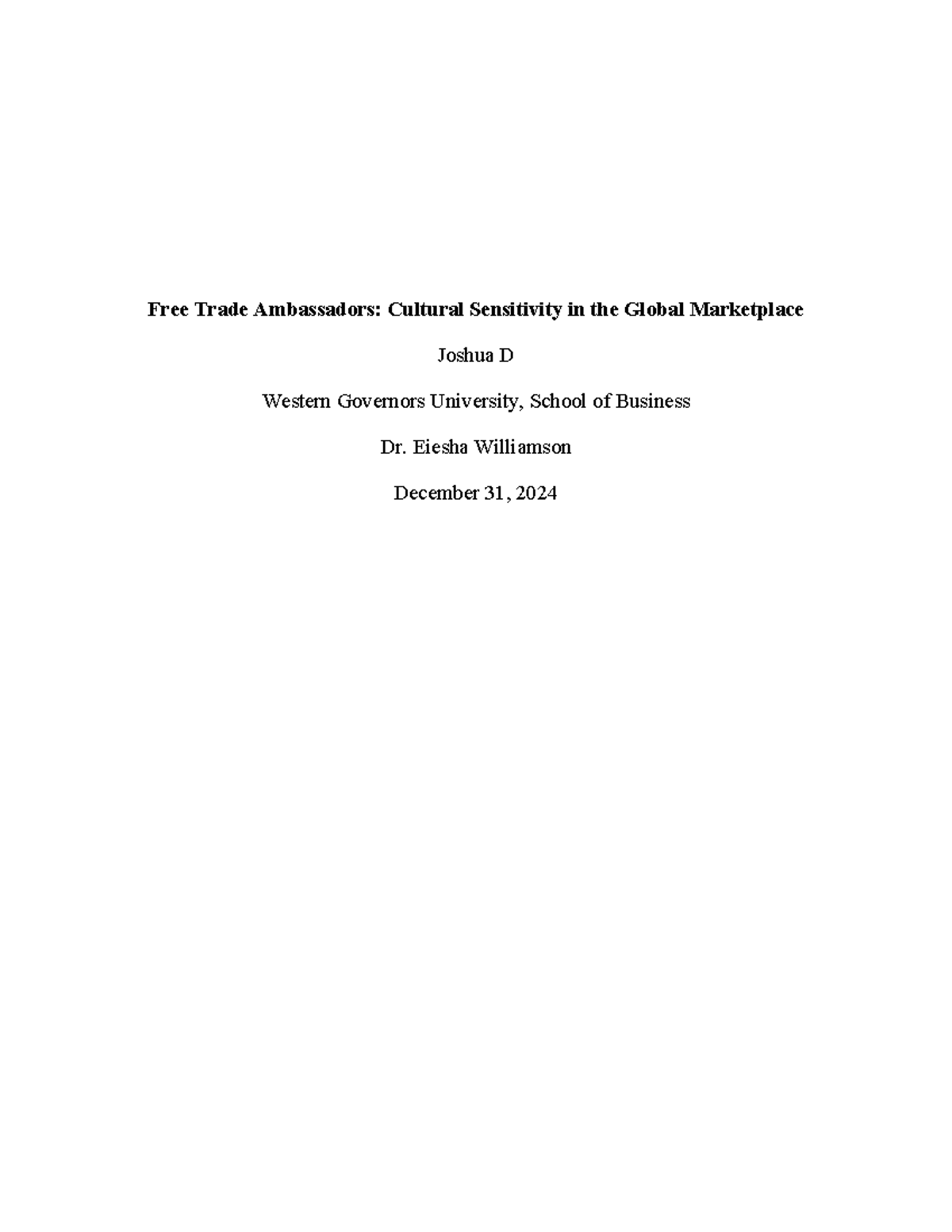 Free Trade Ambassadors - Cultural Sensitivity in the Global Marketplace ...