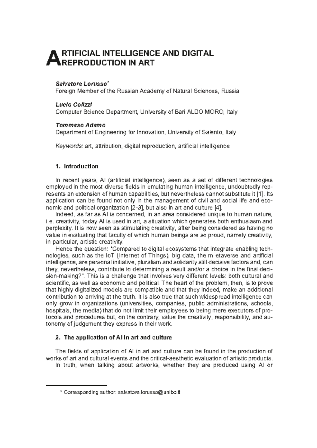 Artificial Intelligence and Digital Art Reproduction: Methods and ...