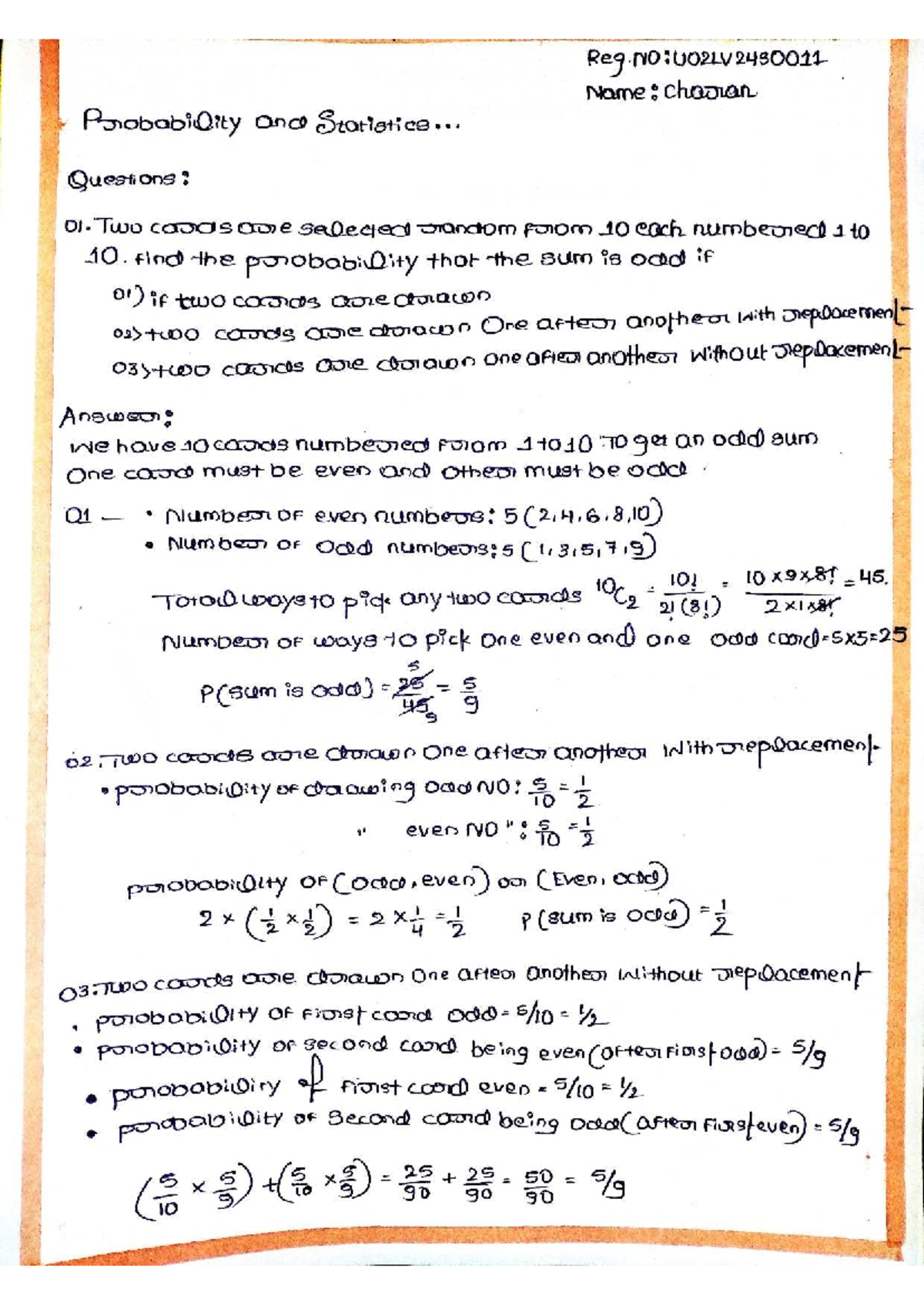 Probability and Statistics Questions - U02LV2430011 - Studocu