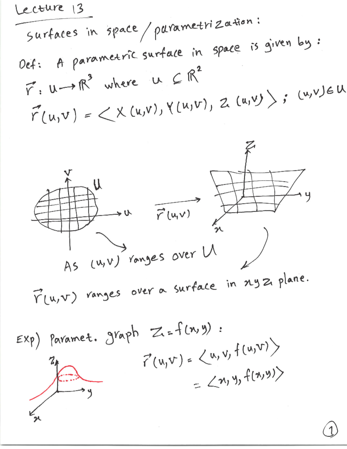 Lecture 13: Parametric Surfaces in R³ and Their Properties - Studocu
