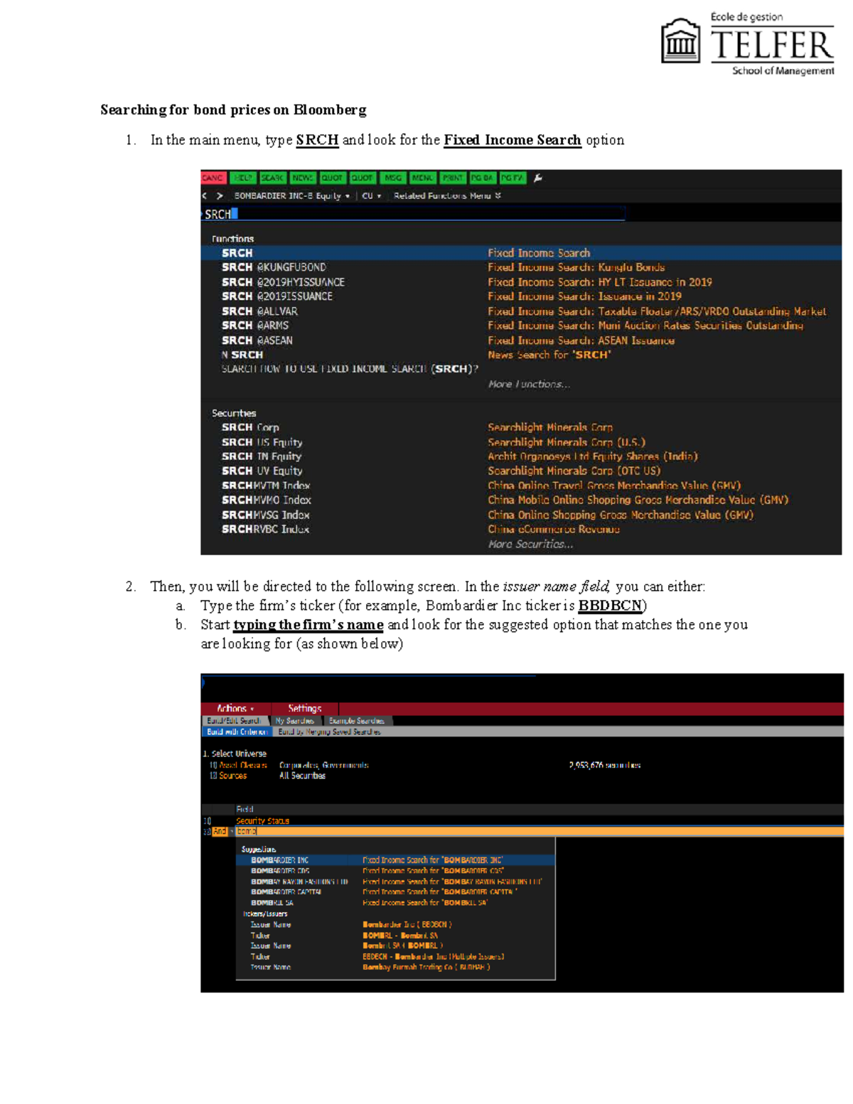 Bloomberg Bond Price Search Guide: Step-by-Step Instructions - Studocu