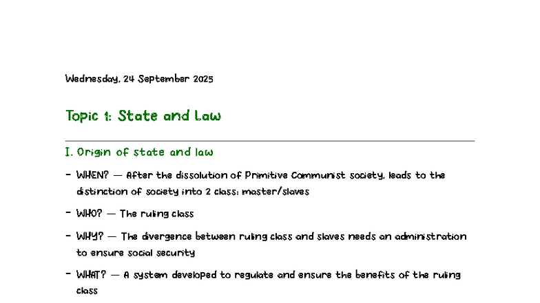 LUAT DC - BUOI 2 - State and Law I: Origins and Functions - Studocu