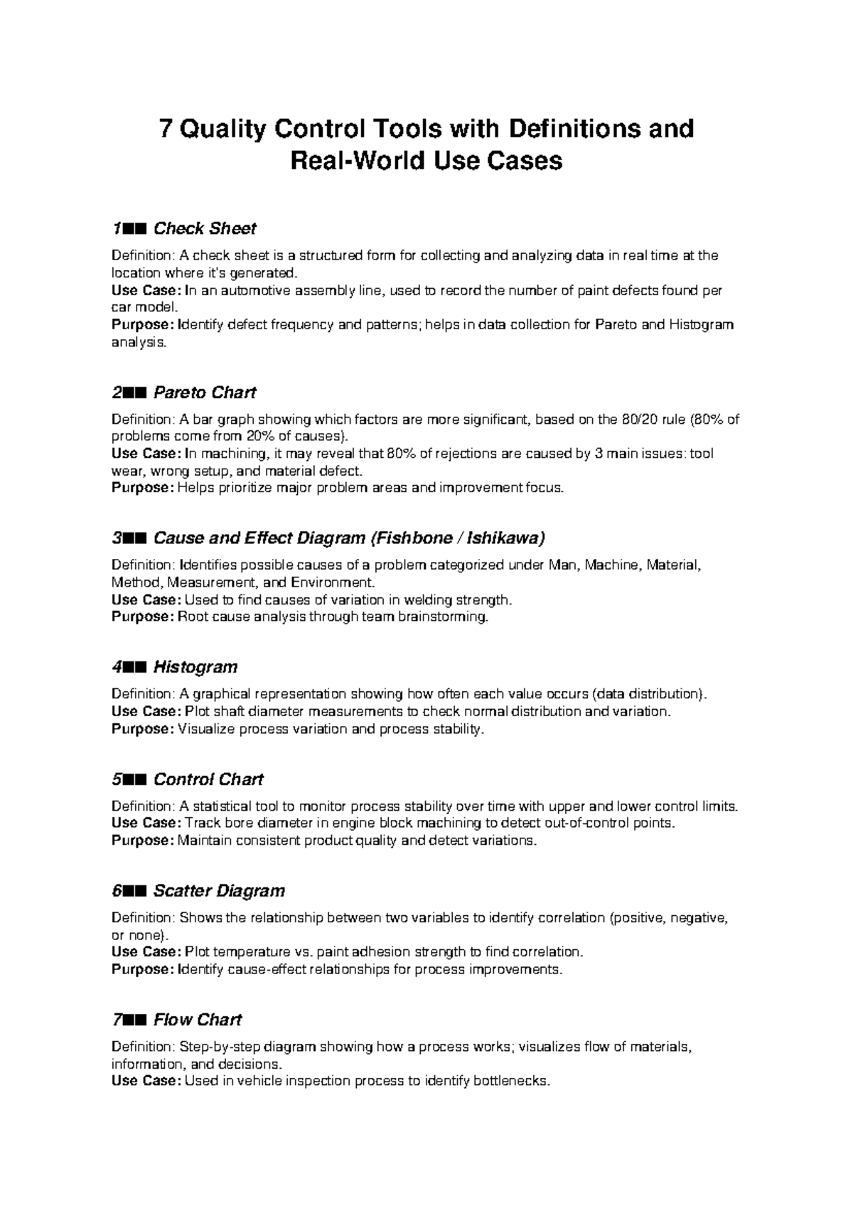 7 Quality Control Tools (QC 101) with Definitions & Use Cases - Studocu
