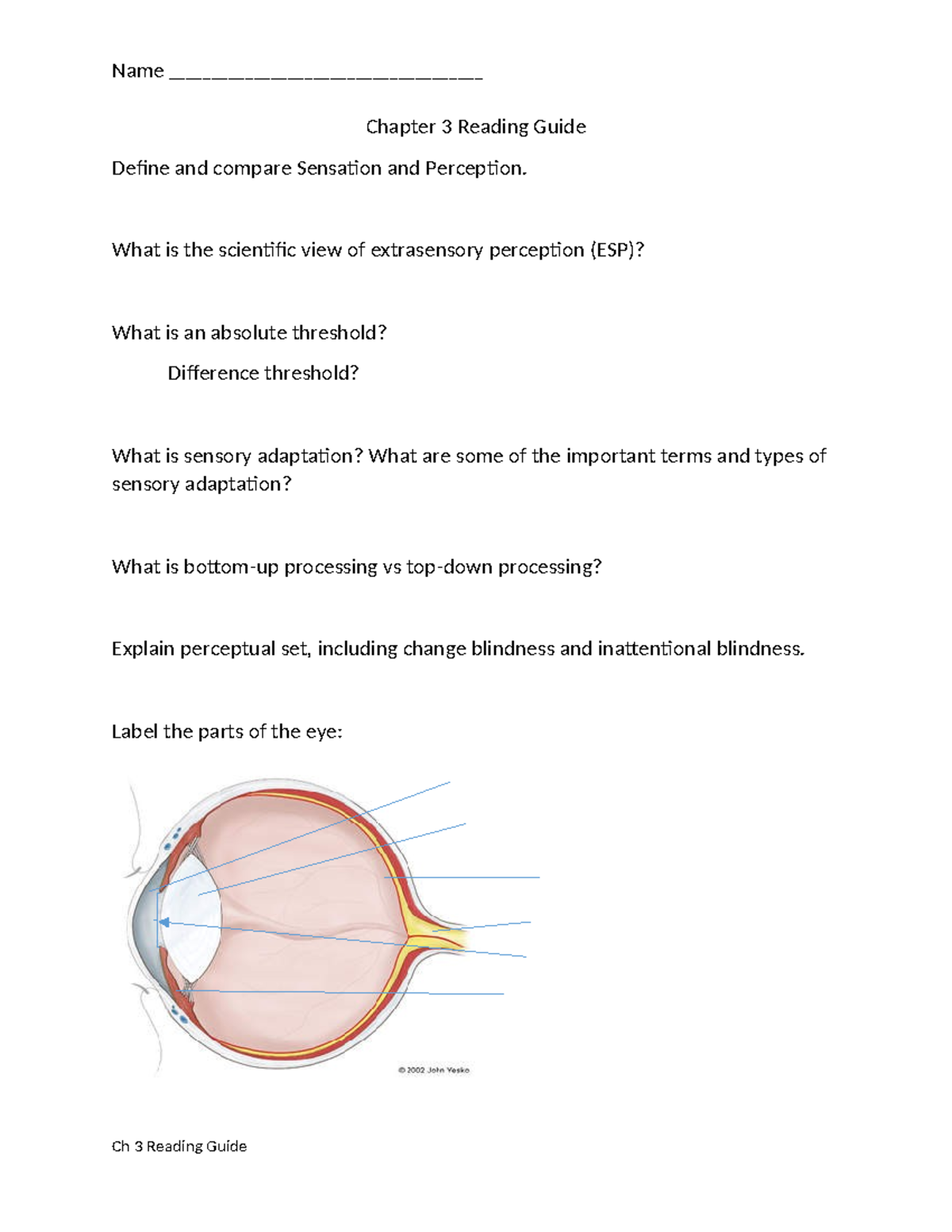 PSY101 Chapter 3 Reading Guide: Sensation, Perception & ESP - Studocu