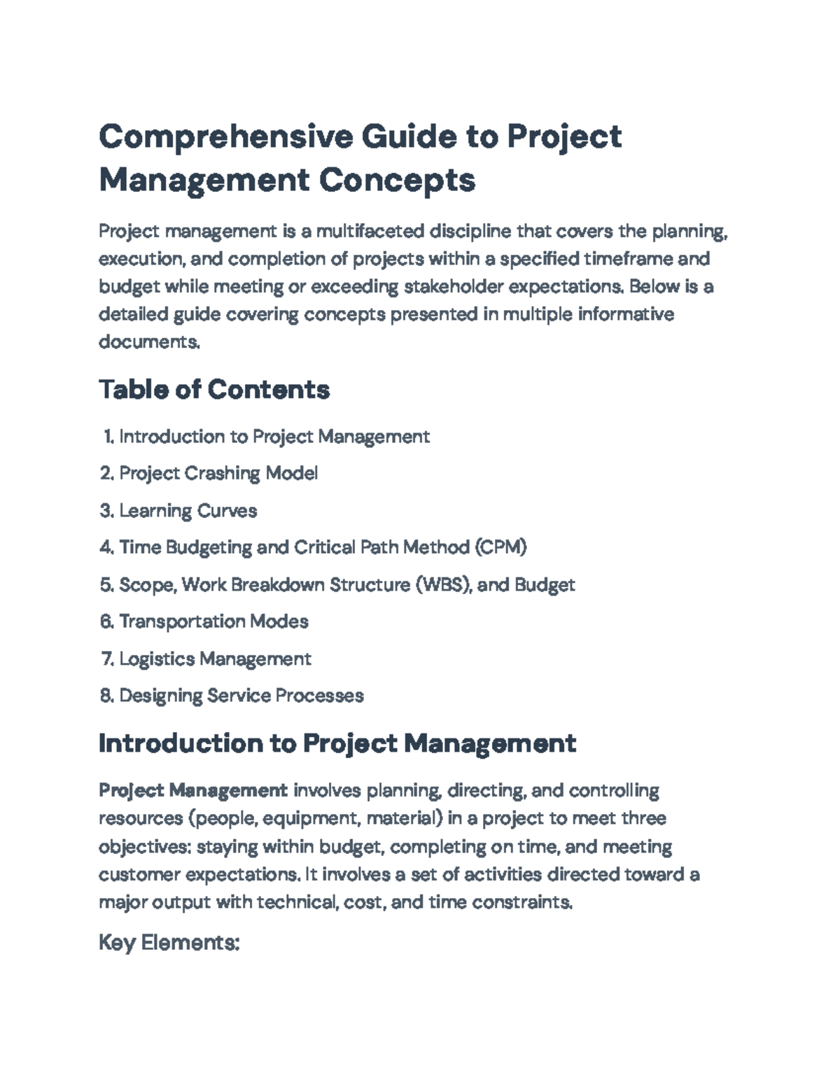 Comprehensive Guide to Project Management Concepts - Comprehensive ...