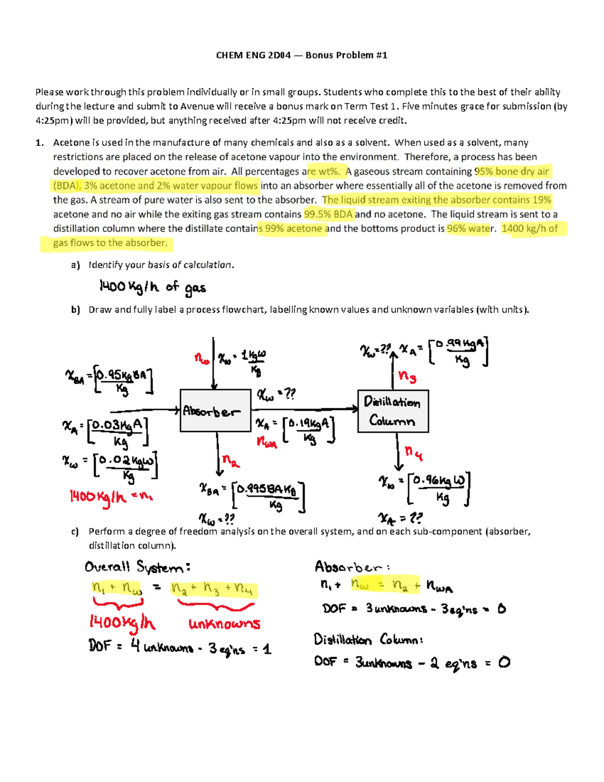 CHEM ENG 2D04 — Bonus Problem for Term Test 1 Submission - Studocu