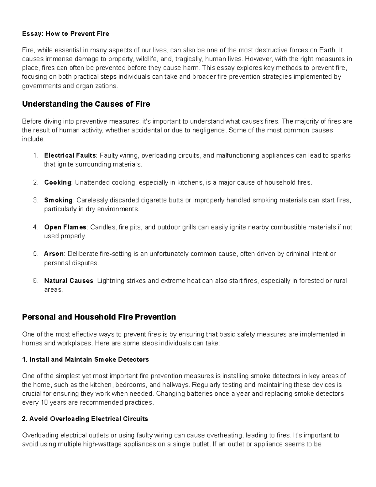 Essay: How to prevent fire and ensure safety measures - Studocu