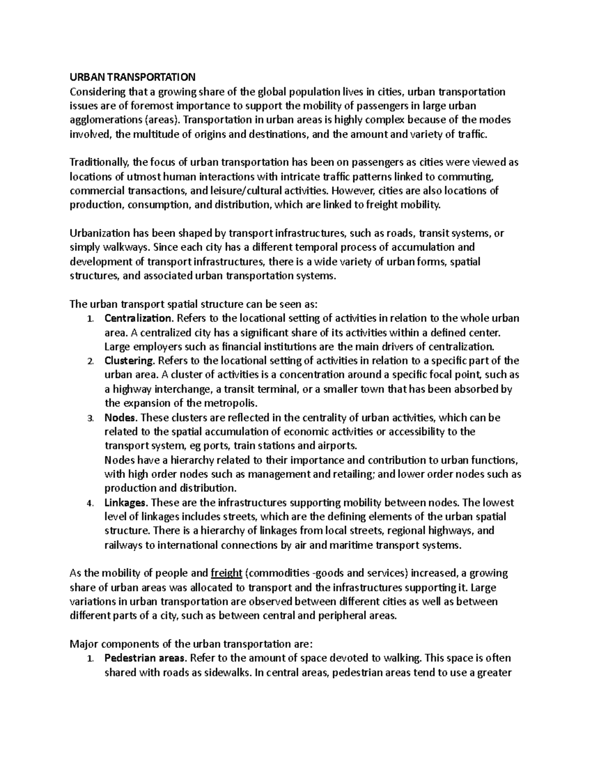 Urban Transportation Reading Assignment: Key Concepts & Challenges ...