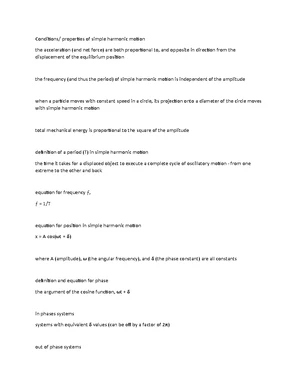 Simple Harmonic Motion - Study Notes & Assignments - Studocu