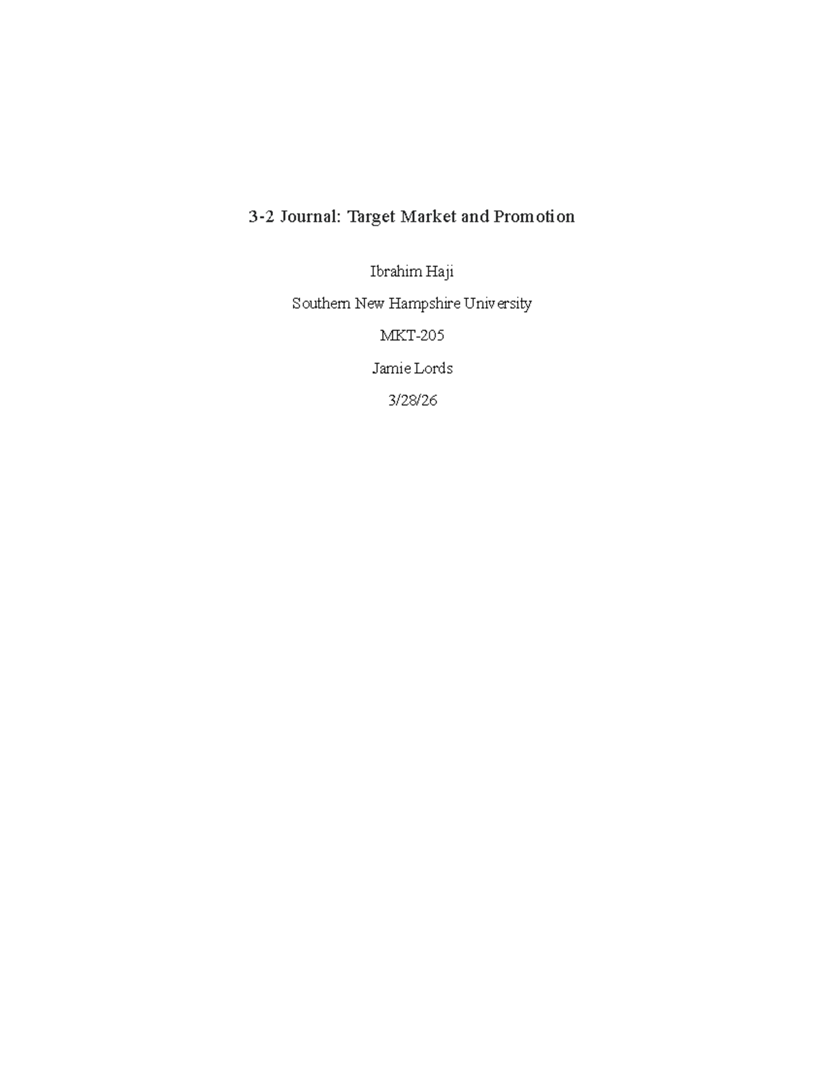 3-2 Journal: Analyzing Target Market & Promotion Strategies - Studocu