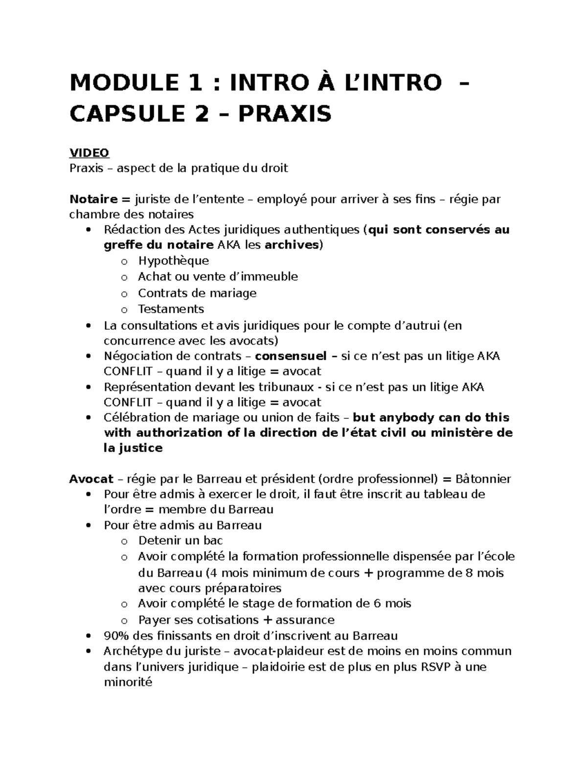DRT1001 - Notes de Cours sur le Droit et la Pratique Juridique - Studocu
