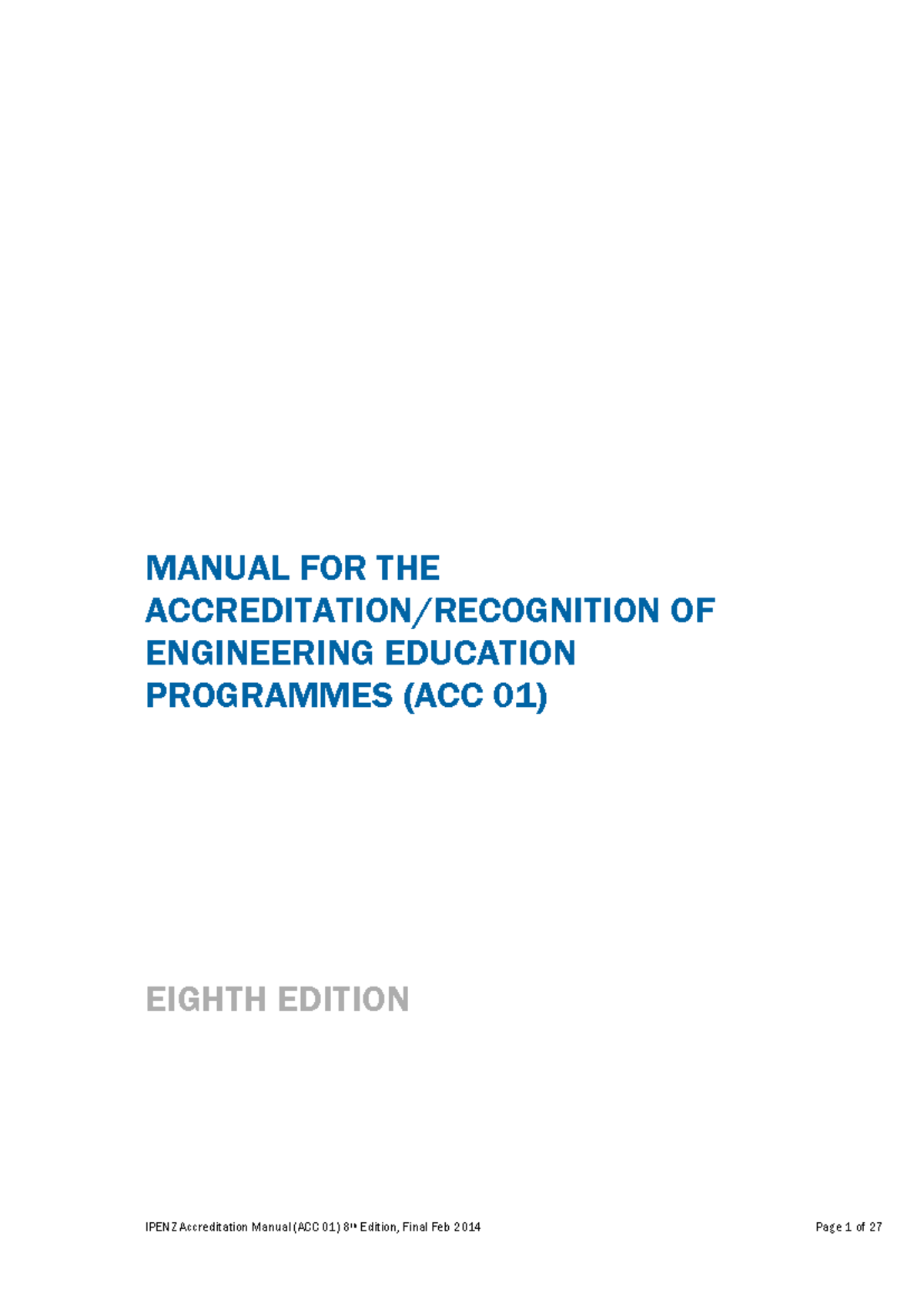 IPENZ Accreditation Manual for Engineering Education Programmes (ACC 01 ...
