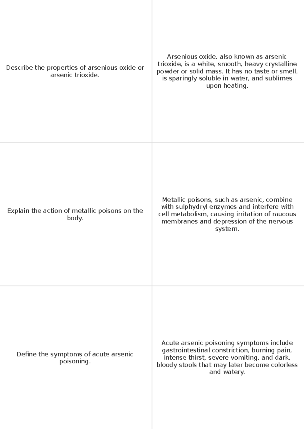 Metallic Poisons: Properties, Effects, and Treatment of Arsenic (BLA ...