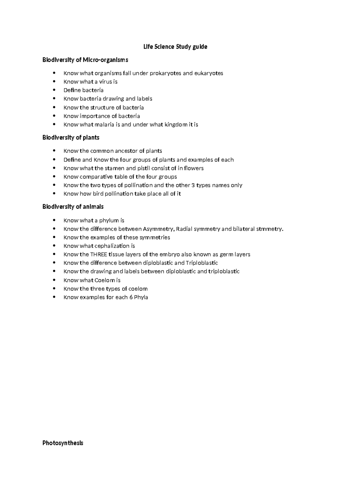 Life Science Study Guide Gr11: Biodiversity & Organism Classification ...