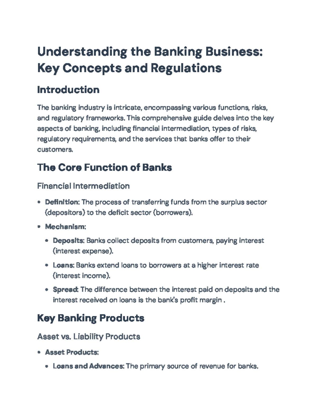 Understanding Banking: Key Concepts, Products, and Regulations ...