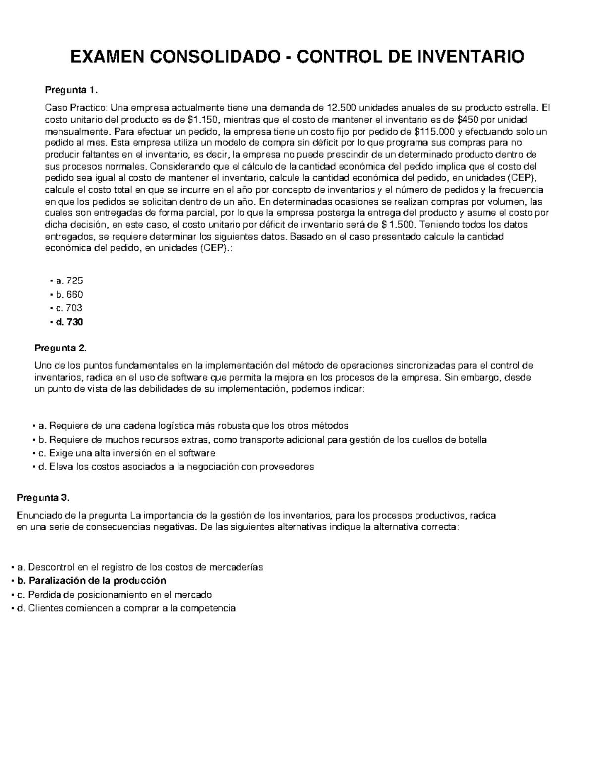 Examen Final SUP: Control de Inventario Consolidado - Studocu
