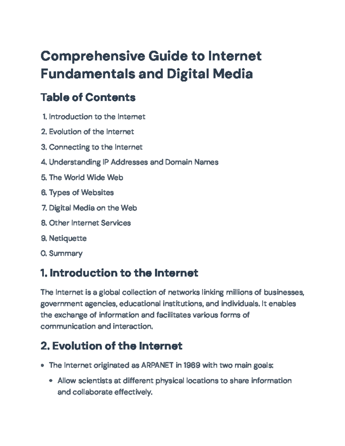 Comprehensive Guide to Internet Fundamentals and Digital Media ...